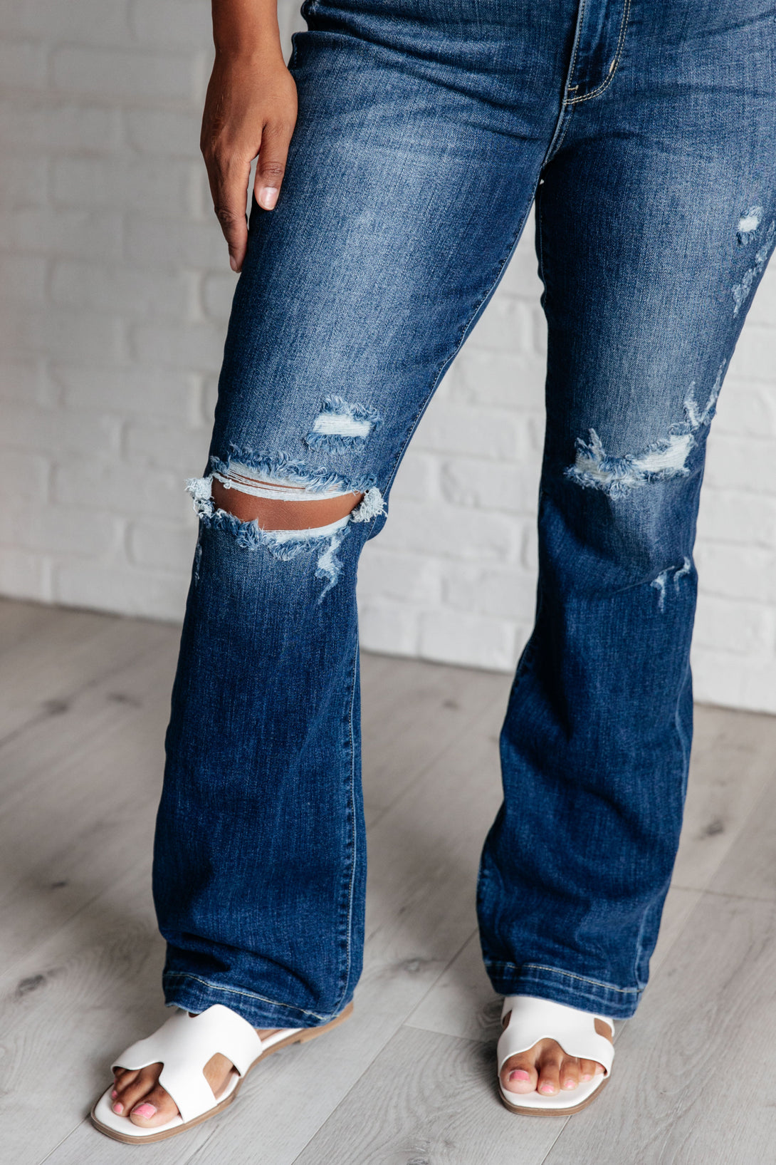 Mila Mid Rise Distressed Bootcut Jeans - Lavish Fix