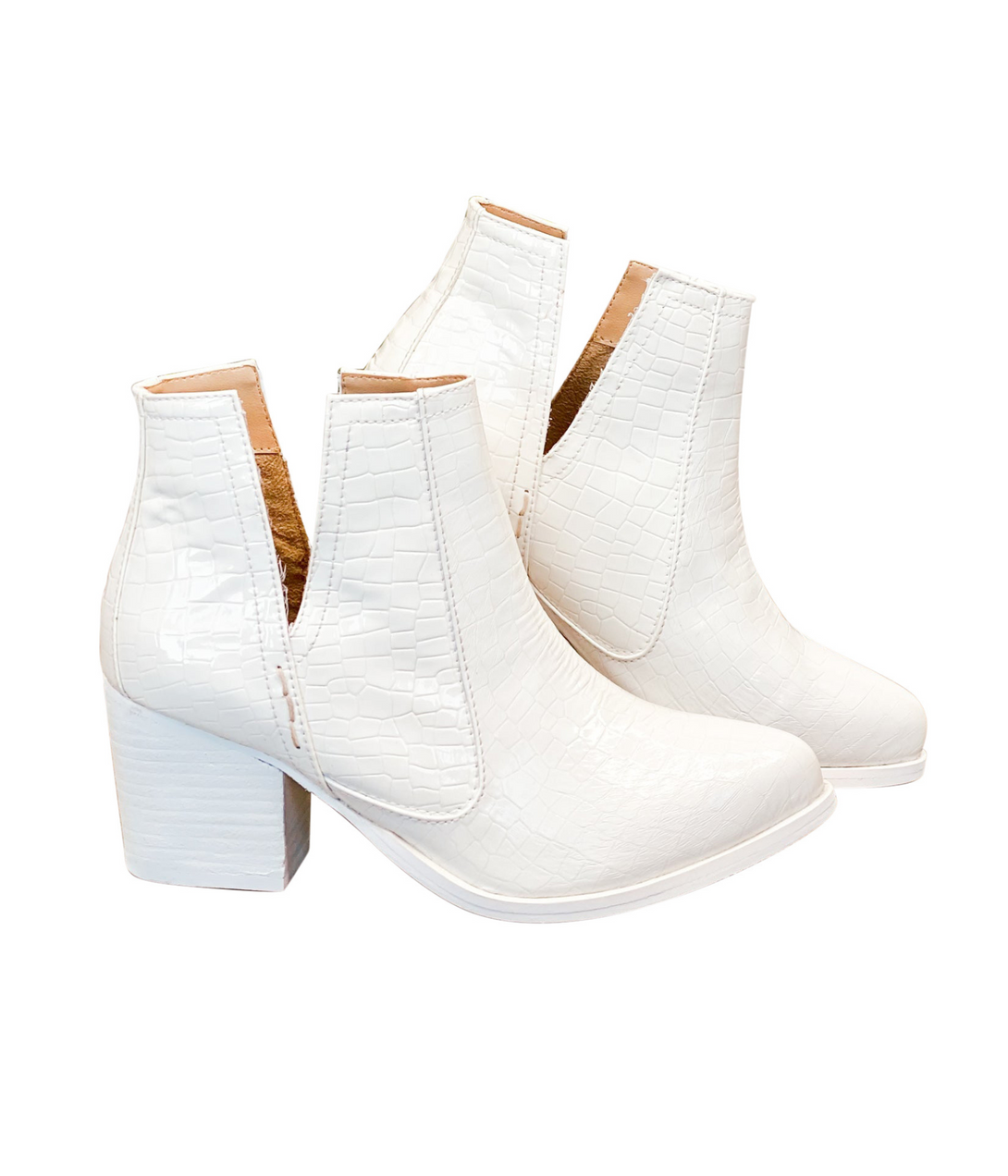 Tarim Bootie in White Croc - Lavish Fix