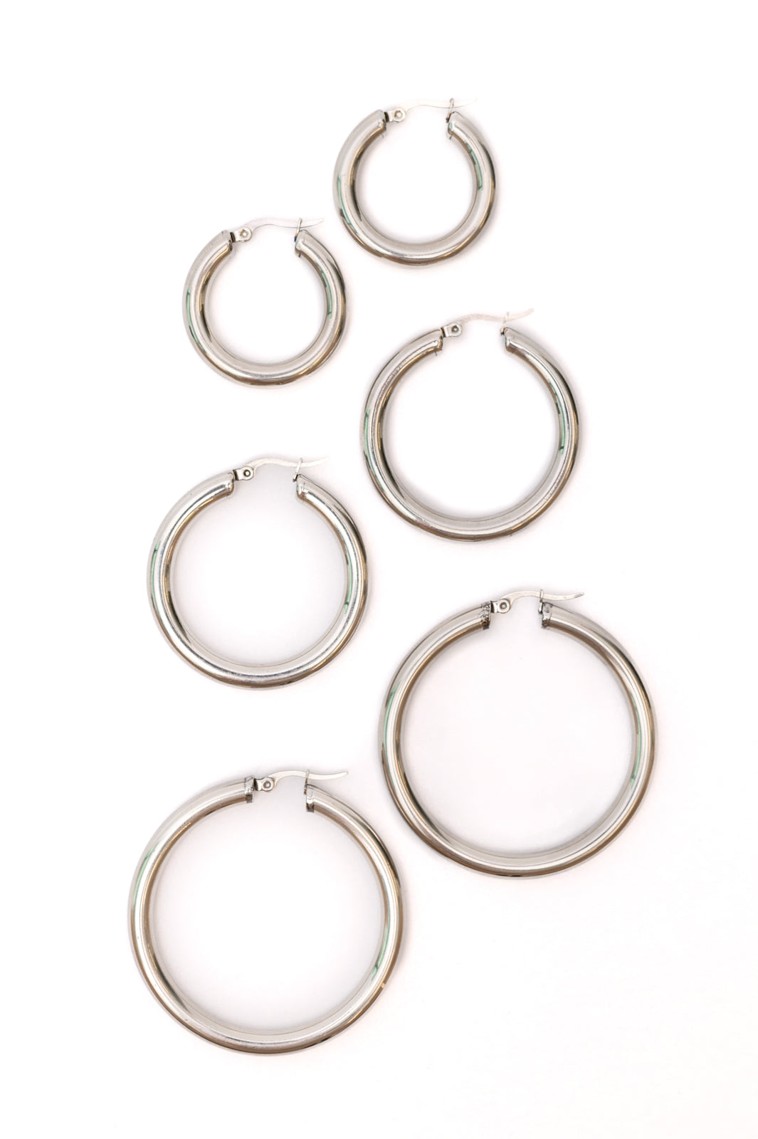 Day to Day Hoop Earrings Set in Silver - Lavish Fix