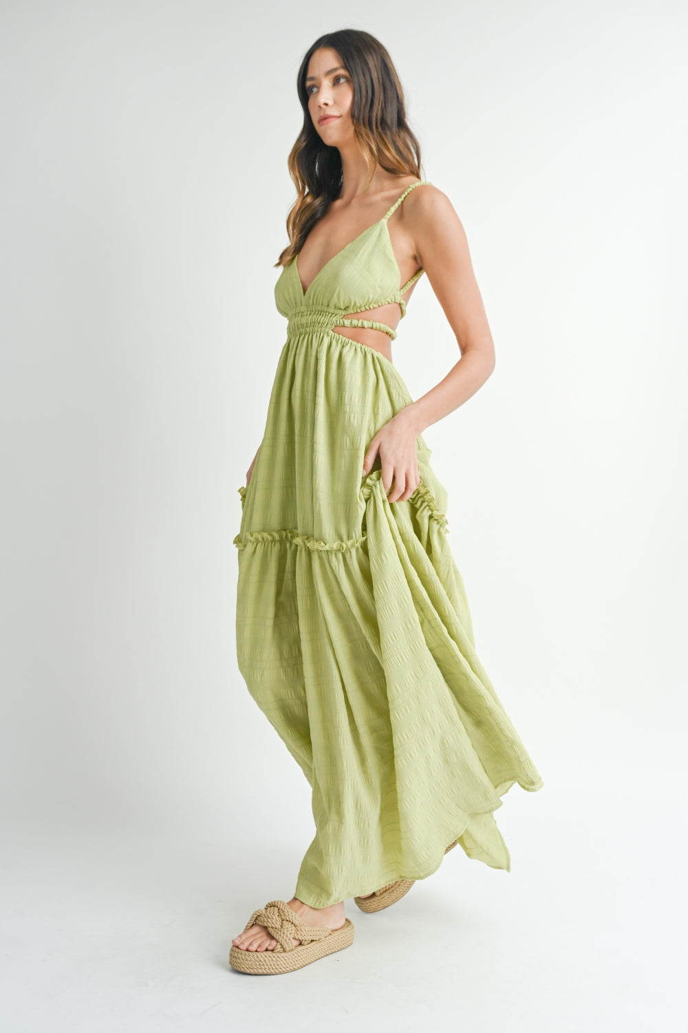 MABLE Cutout Waist Backless Maxi Dress - Lavish Fix