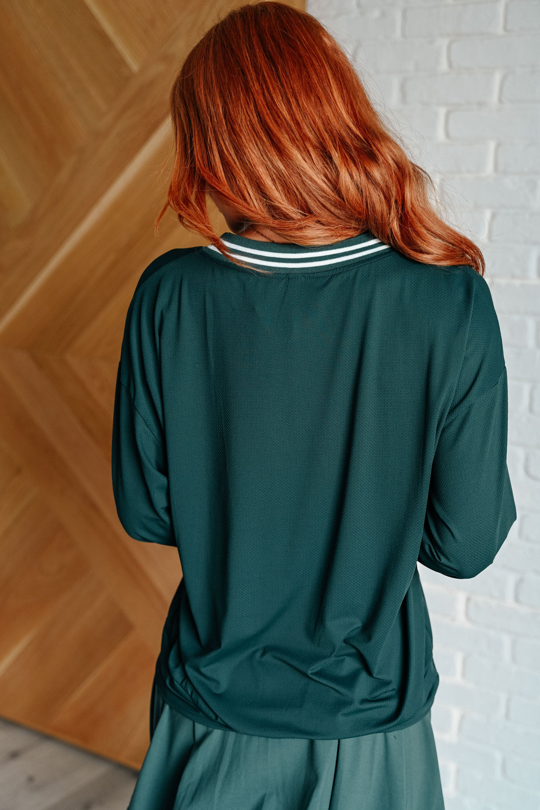 All Out Comfort V-Neck Pullover in Midnight Green - Lavish Fix