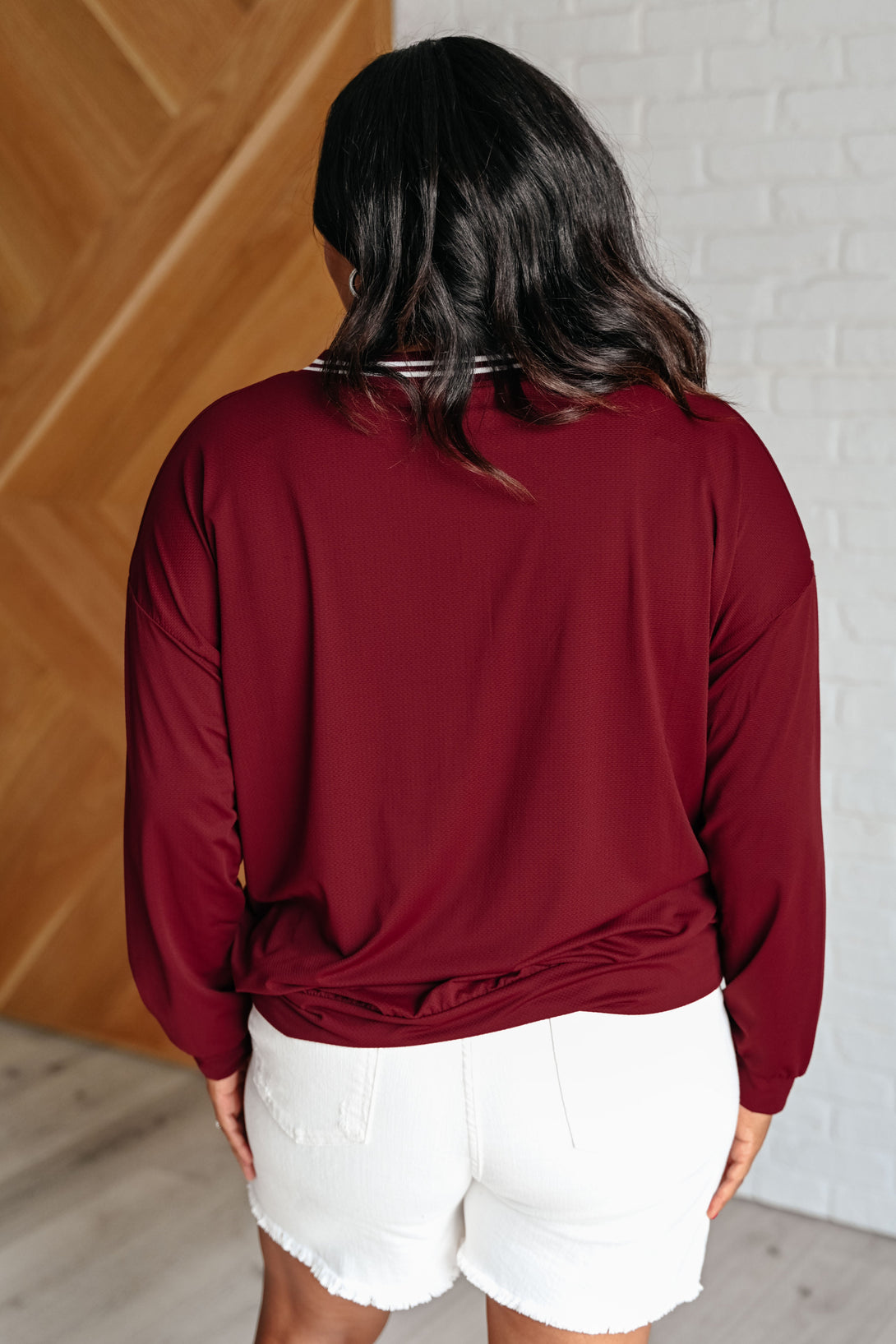 All Out Comfort V-Neck Pullover in Red Merlot - Lavish Fix