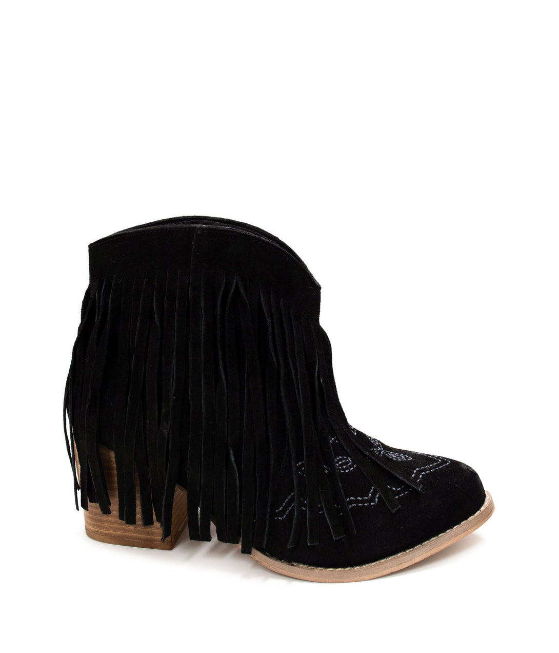 Amos Fringe Ankle Bootie in Black Suede - Lavish Fix