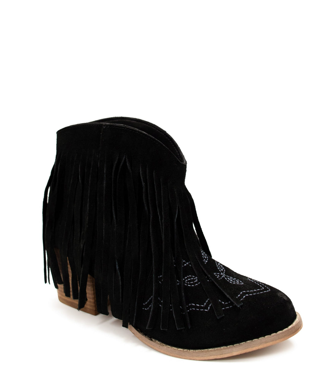 Amos Fringe Ankle Bootie in Black Suede - Lavish Fix