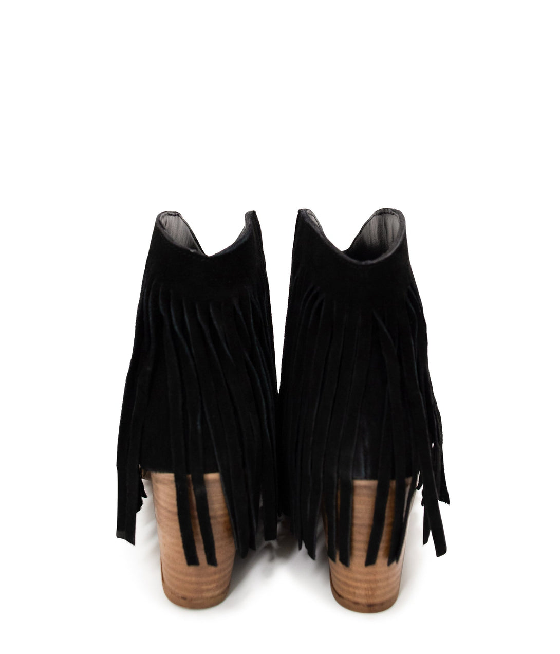 Amos Fringe Ankle Bootie in Black Suede - Lavish Fix