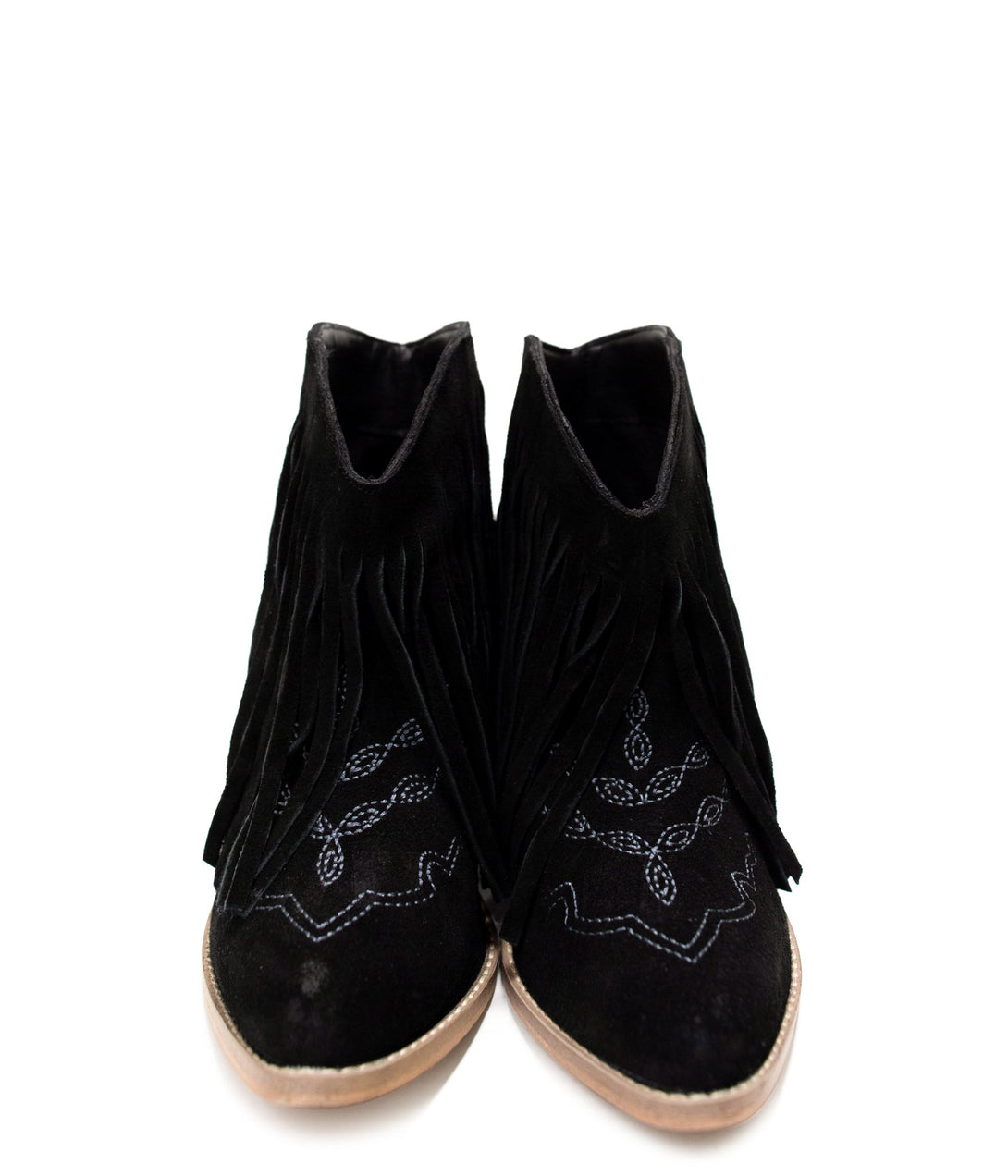 Amos Fringe Ankle Bootie in Black Suede - Lavish Fix