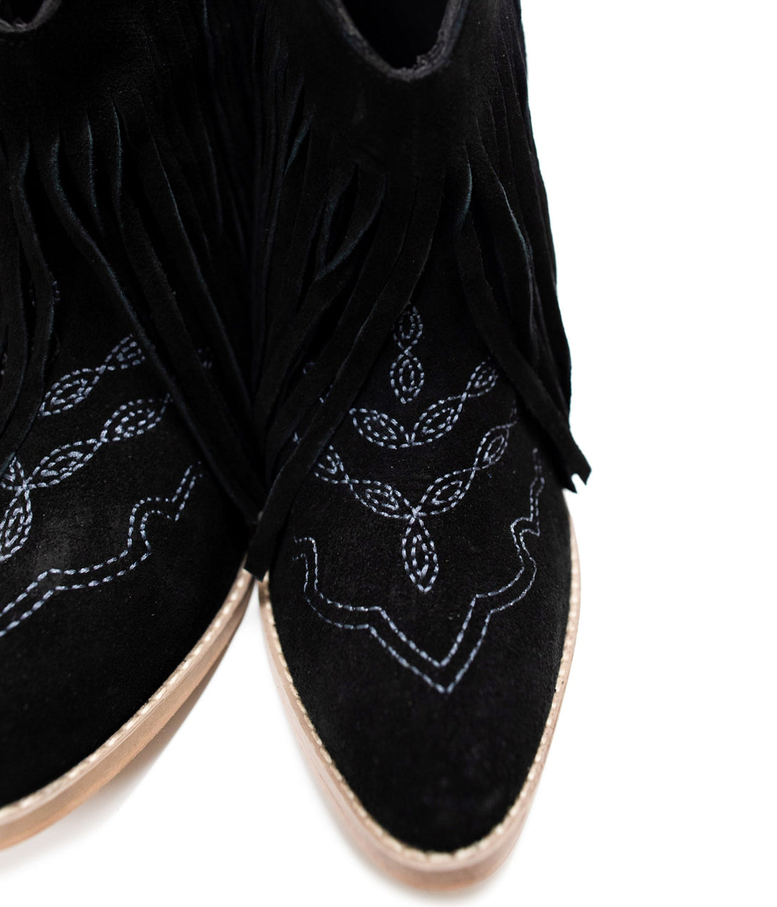 Amos Fringe Ankle Bootie in Black Suede - Lavish Fix