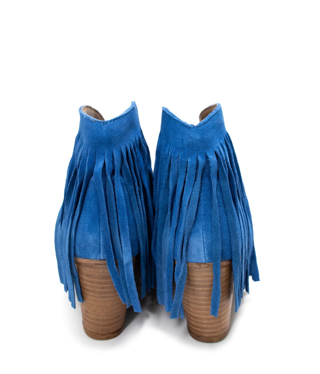 Amos Fringe Ankle Bootie in Blue Suede - Lavish Fix