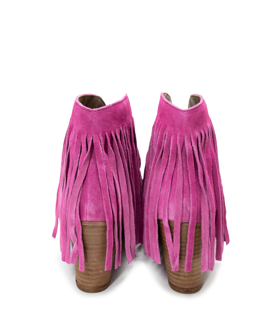 Amos Fringe Ankle Bootie in Magenta Suede - Lavish Fix