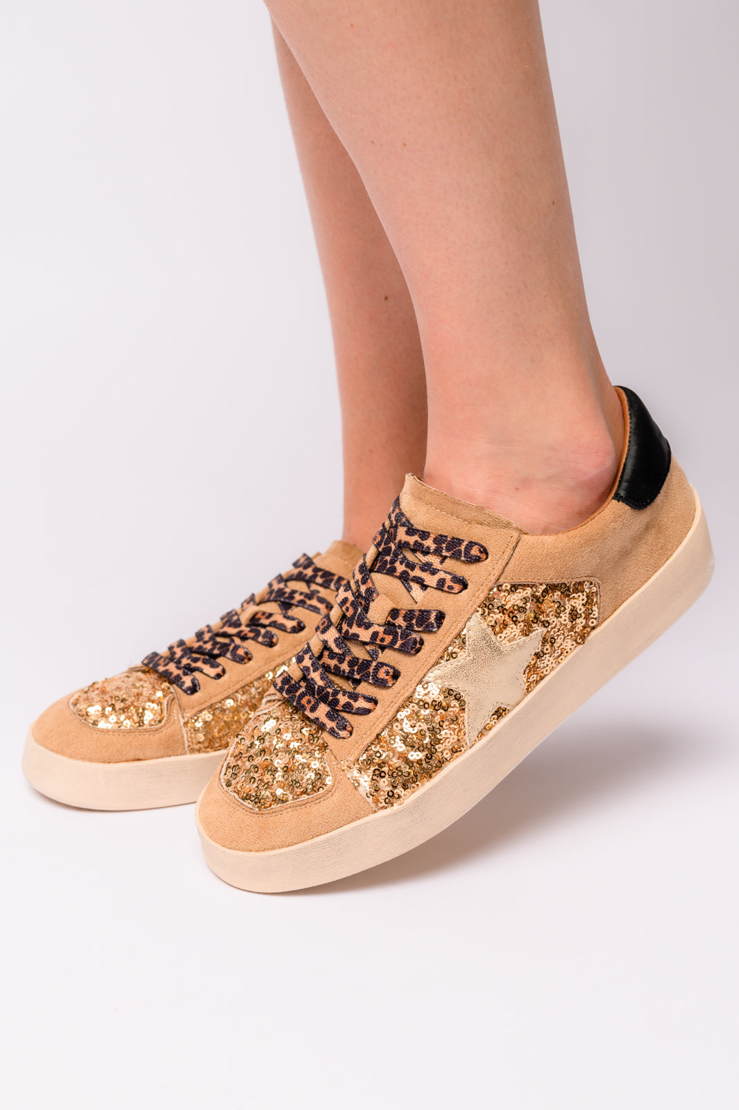 Another Round Sneakers in Gold Sequins - Lavish Fix