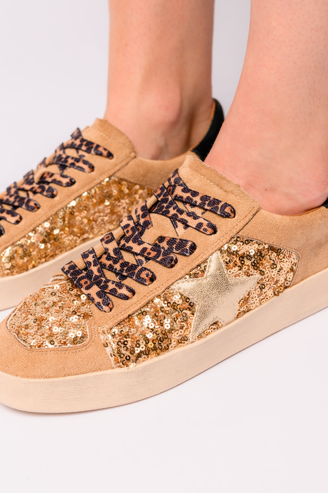 Another Round Sneakers in Gold Sequins - Lavish Fix