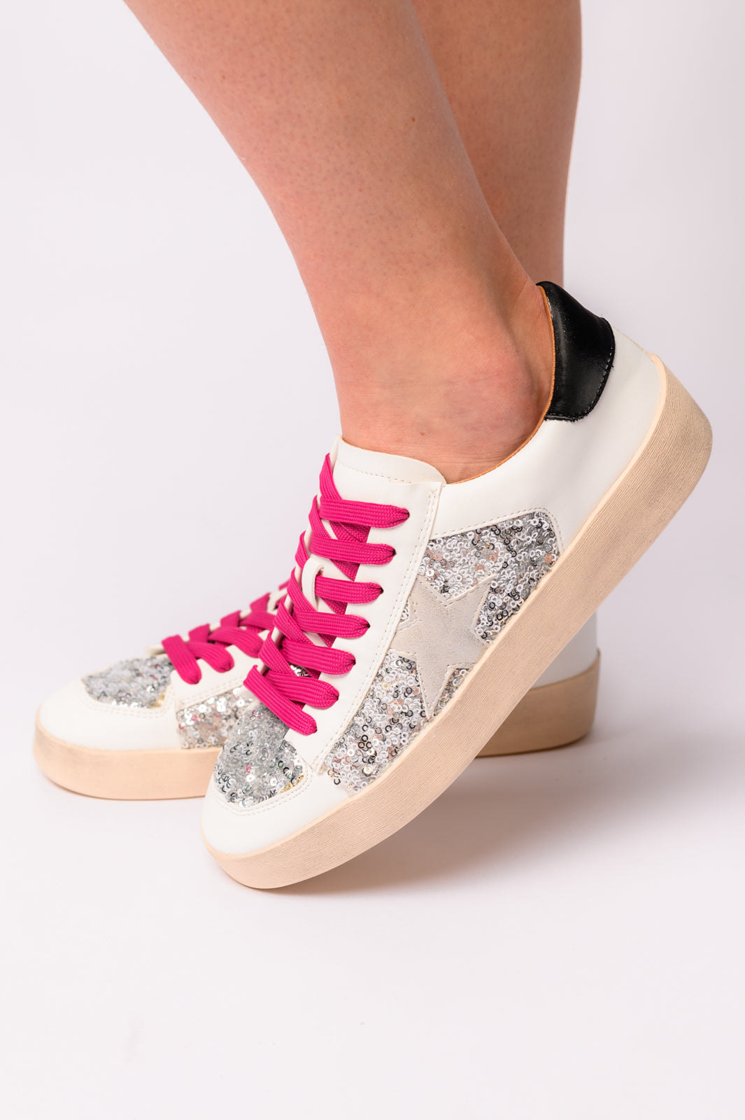 Another Round Sneakers in Silver Sequins - Lavish Fix