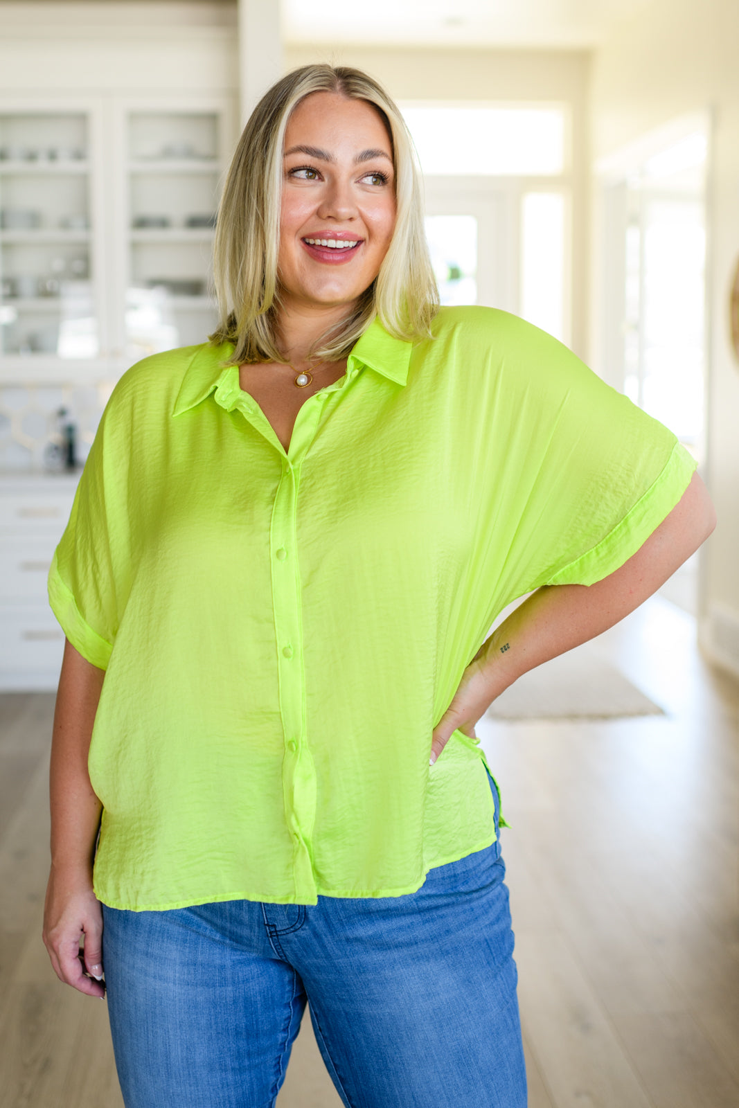 Bright Idea Button Down in Citrus - Lavish Fix