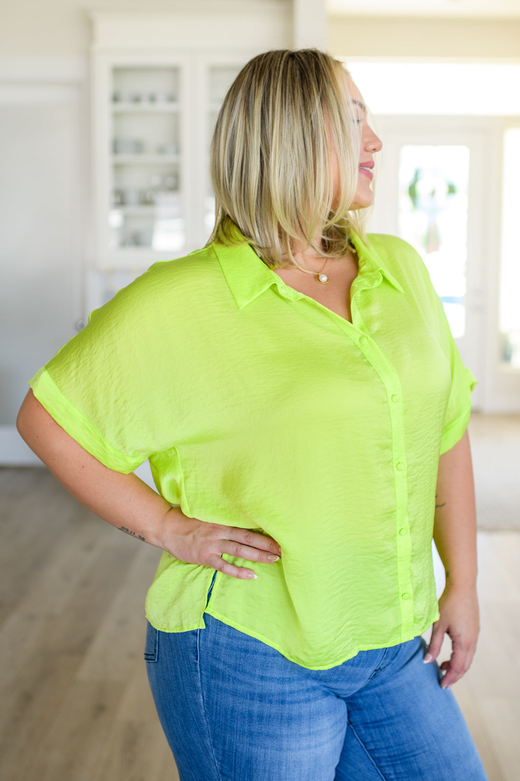 Bright Idea Button Down in Citrus - Lavish Fix