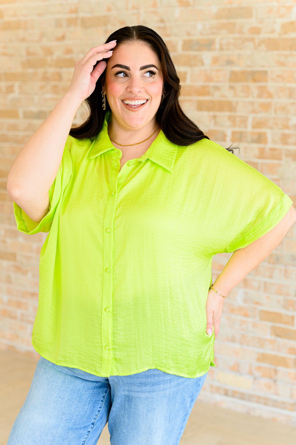 Bright Idea Button Down in Citrus - Lavish Fix