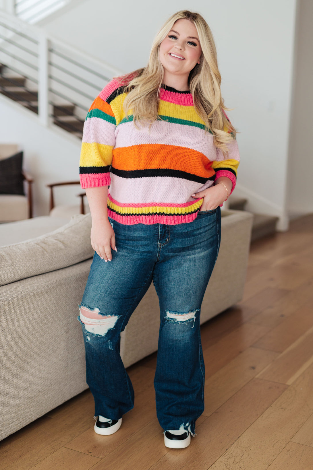 Bright Side Striped Sweater - Lavish Fix