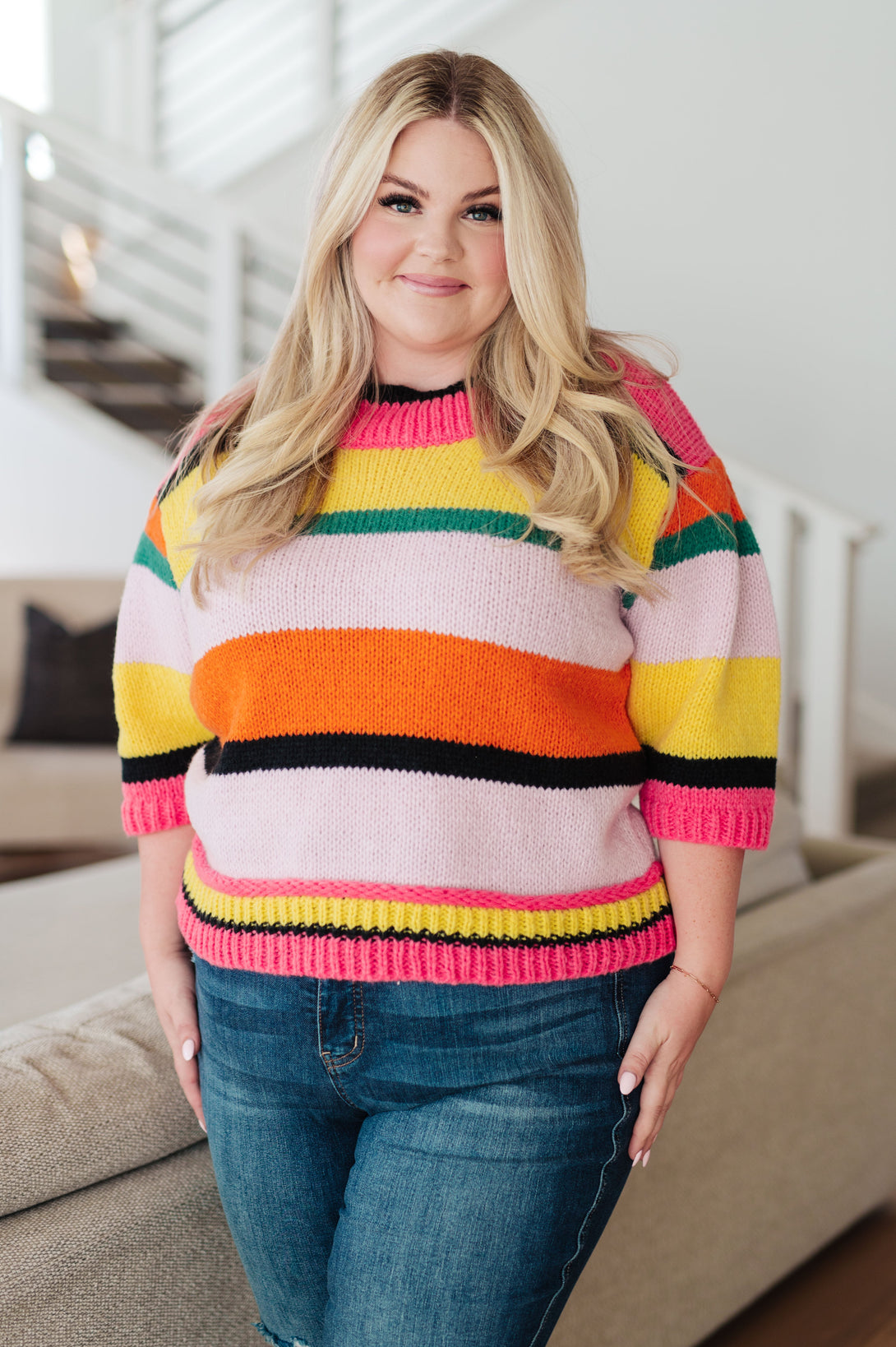 Bright Side Striped Sweater - Lavish Fix