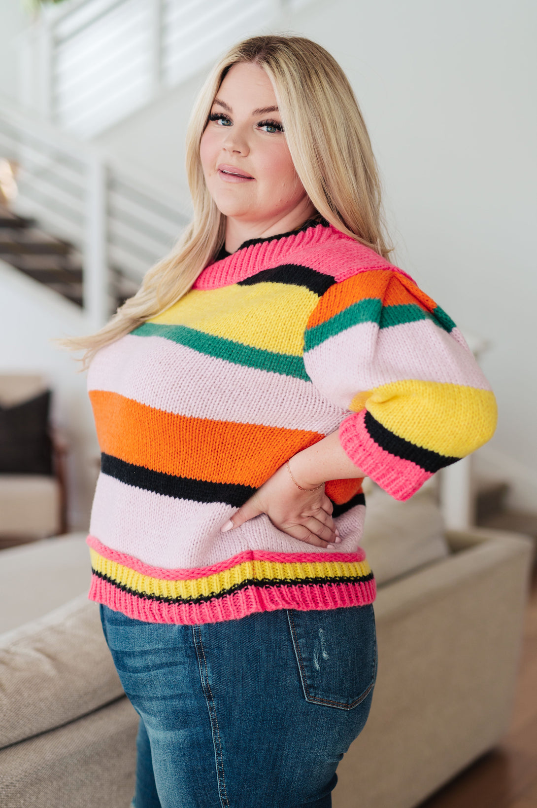 Bright Side Striped Sweater - Lavish Fix