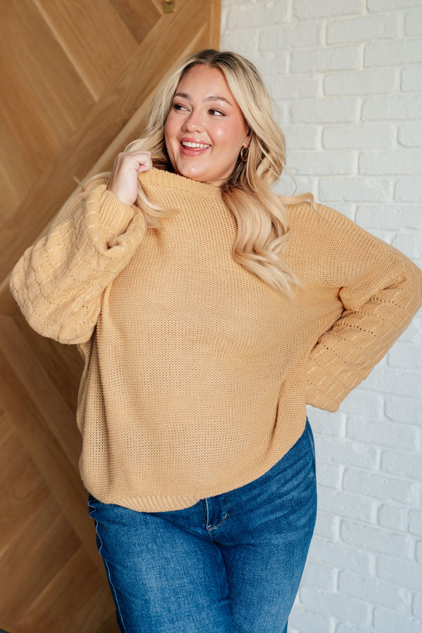 Bubbly Personality Bubble Sleeve Sweater in Wheat - Lavish Fix