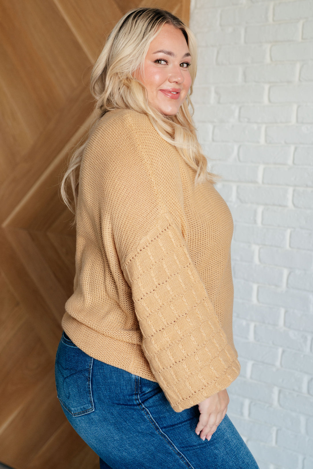 Bubbly Personality Bubble Sleeve Sweater in Wheat - Lavish Fix