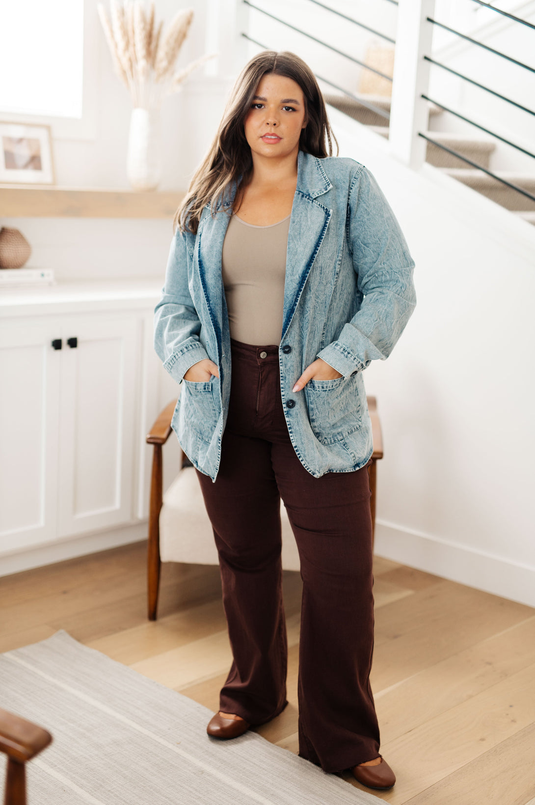 Business Brunch Denim Blazer - Lavish Fix