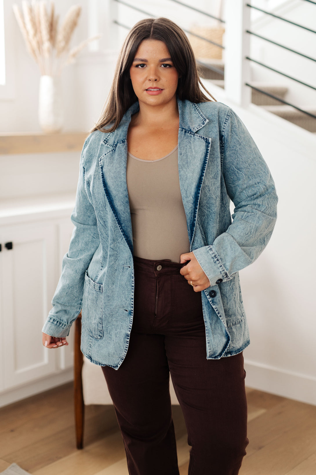 Business Brunch Denim Blazer - Lavish Fix