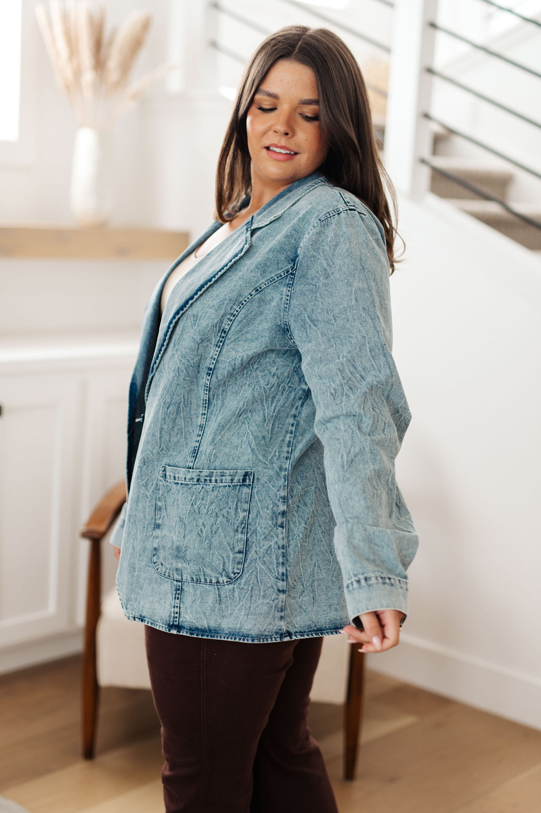 Business Brunch Denim Blazer - Lavish Fix