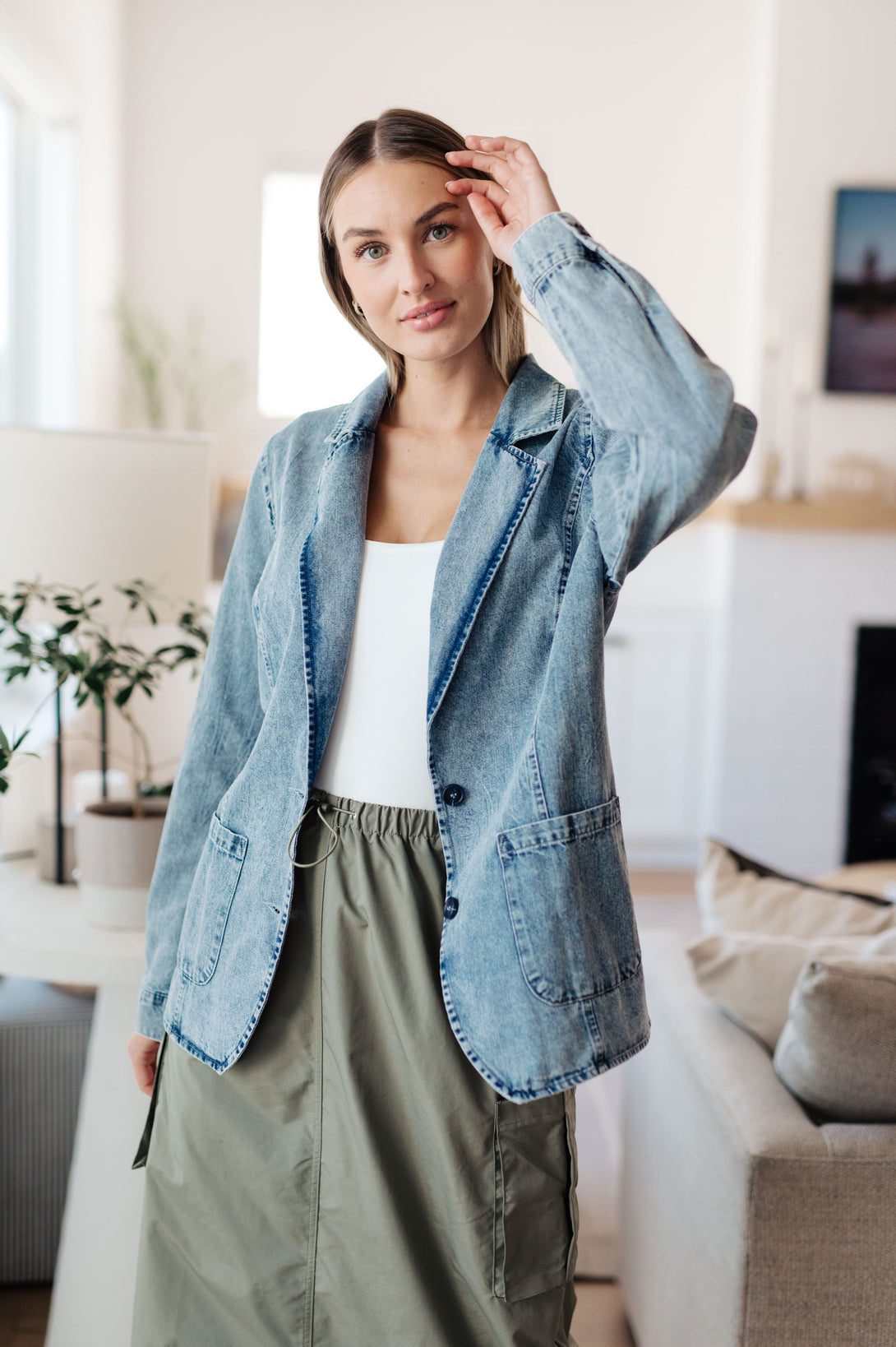 Business Brunch Denim Blazer - Lavish Fix