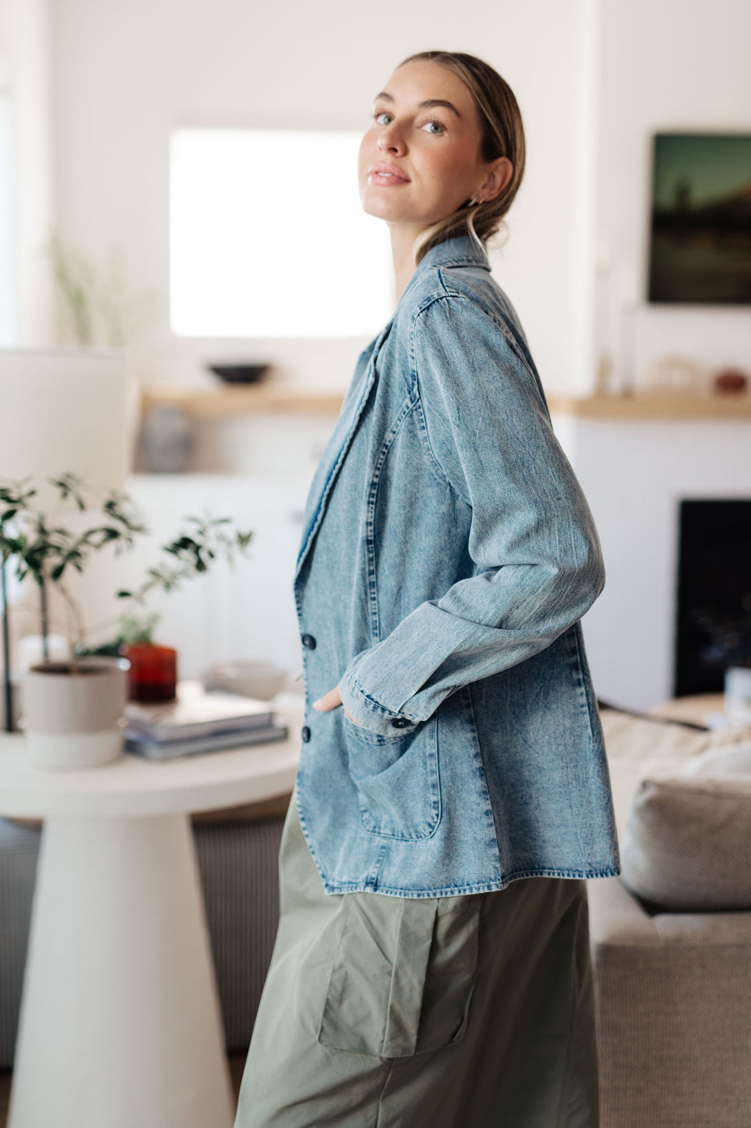 Business Brunch Denim Blazer - Lavish Fix