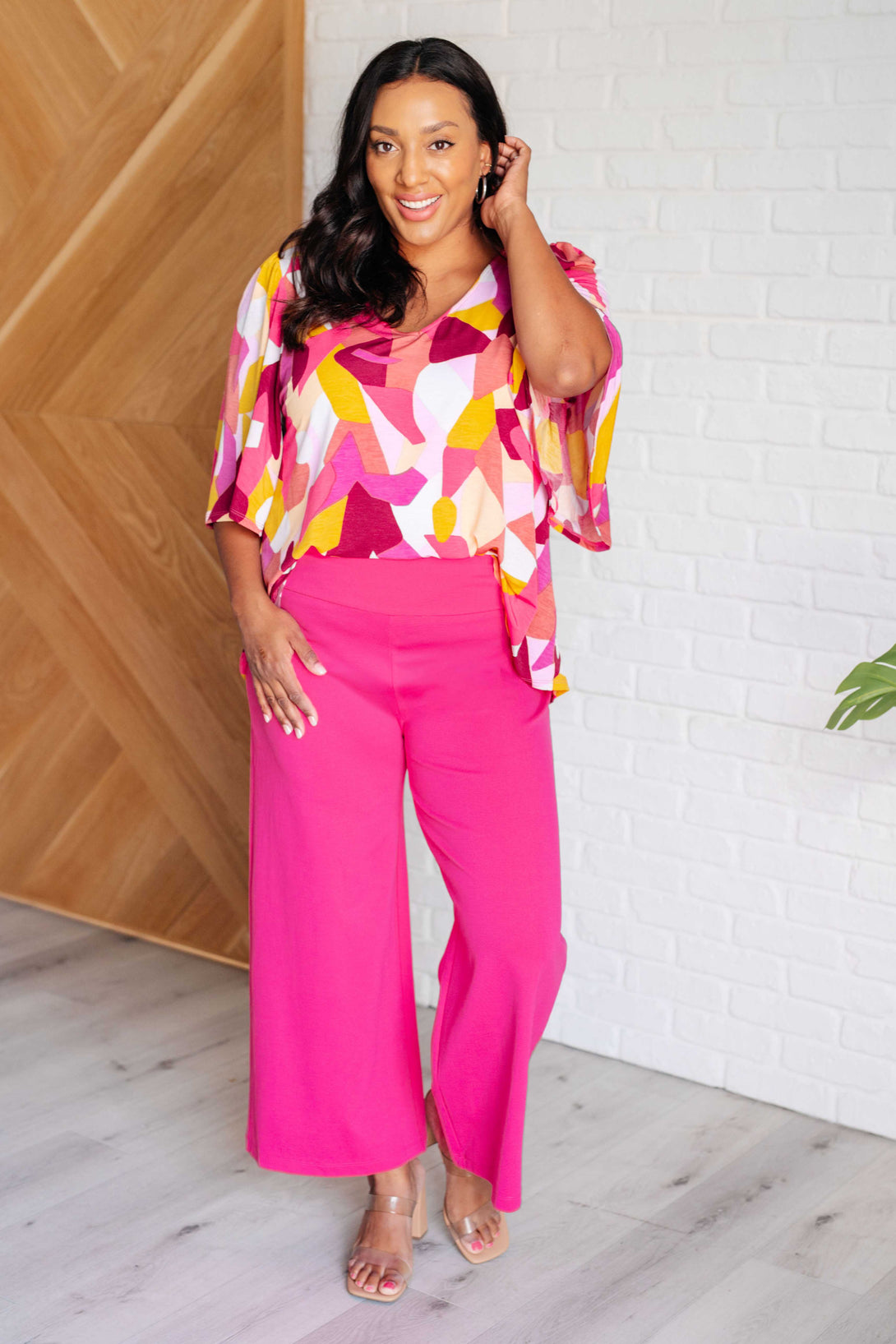 Magic Wide Leg Crop Pants in Hot Pink - Lavish Fix