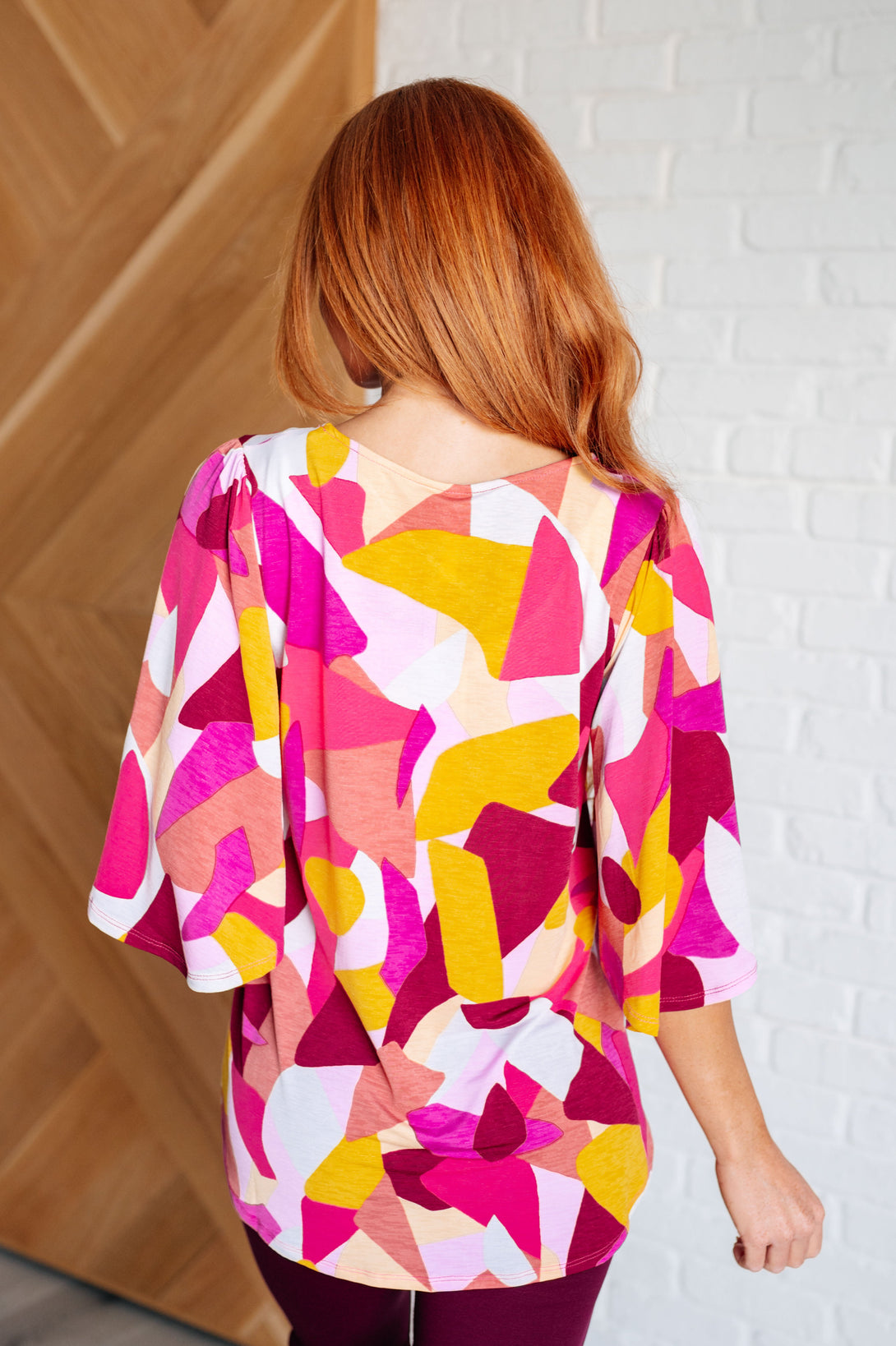 Cali Blouse in Magenta and Mustard Abstract - Lavish Fix