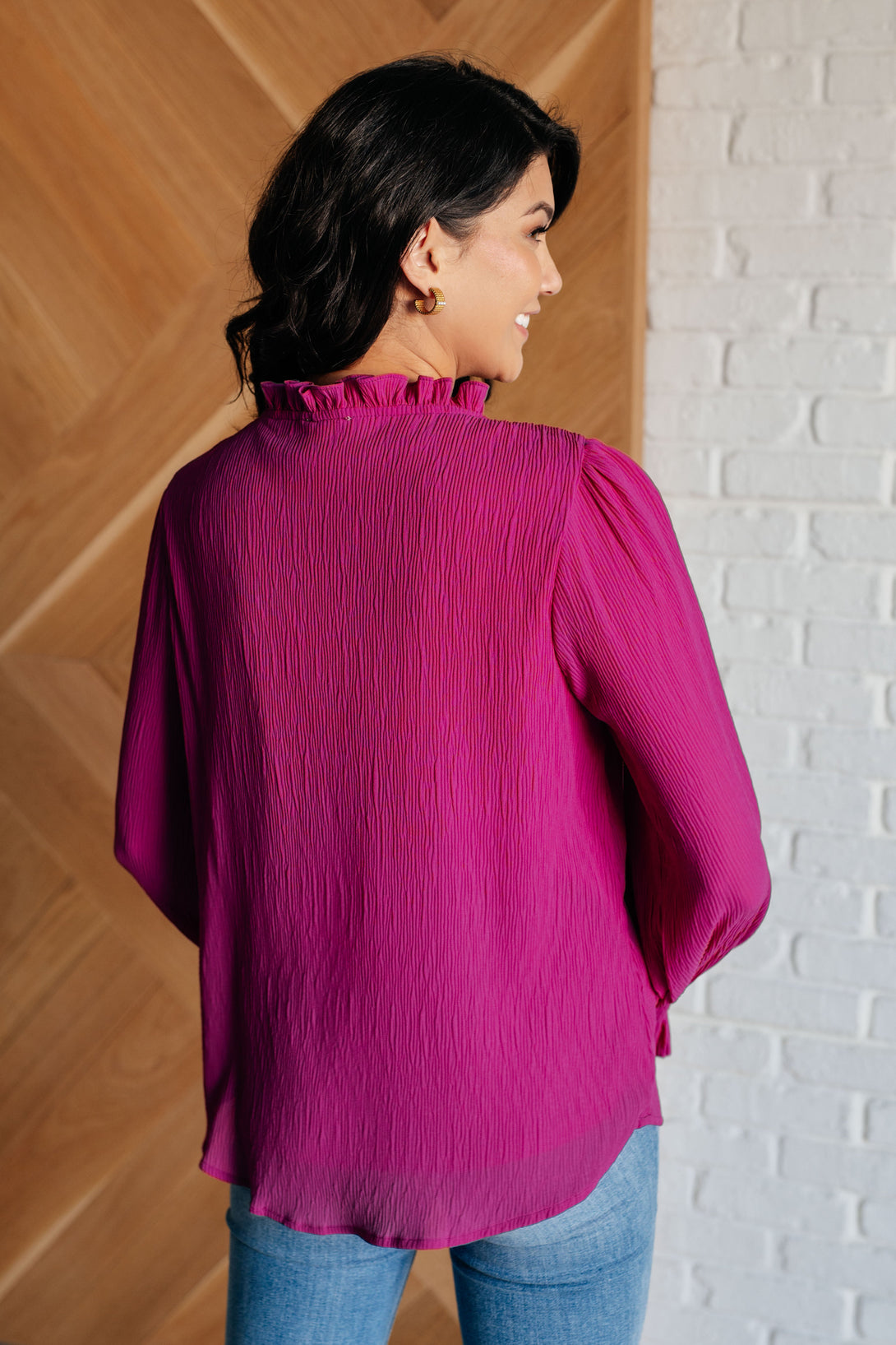 Candid Moment Ruffle Neckline Blouse - Lavish Fix