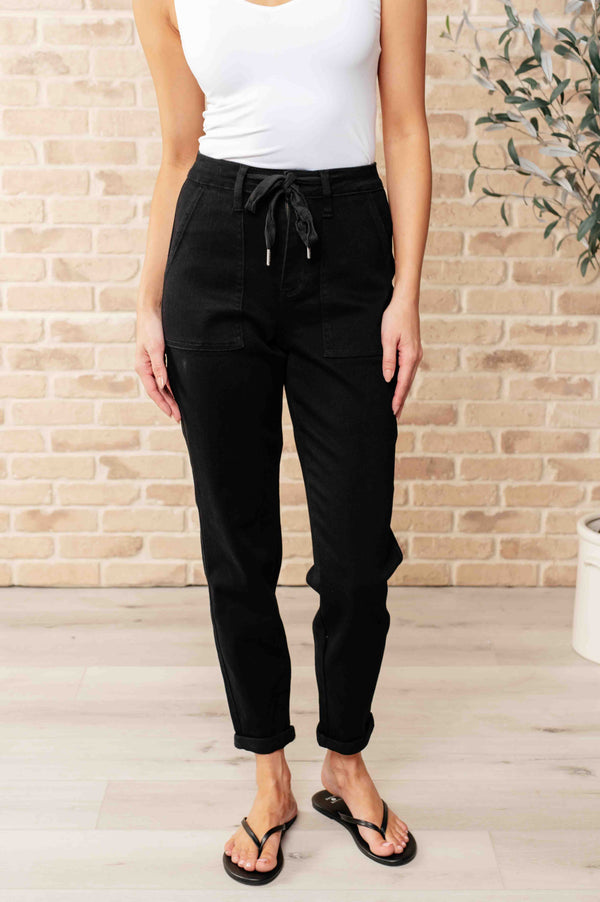 Carmen Double Cuff Joggers in Black - Lavish Fix