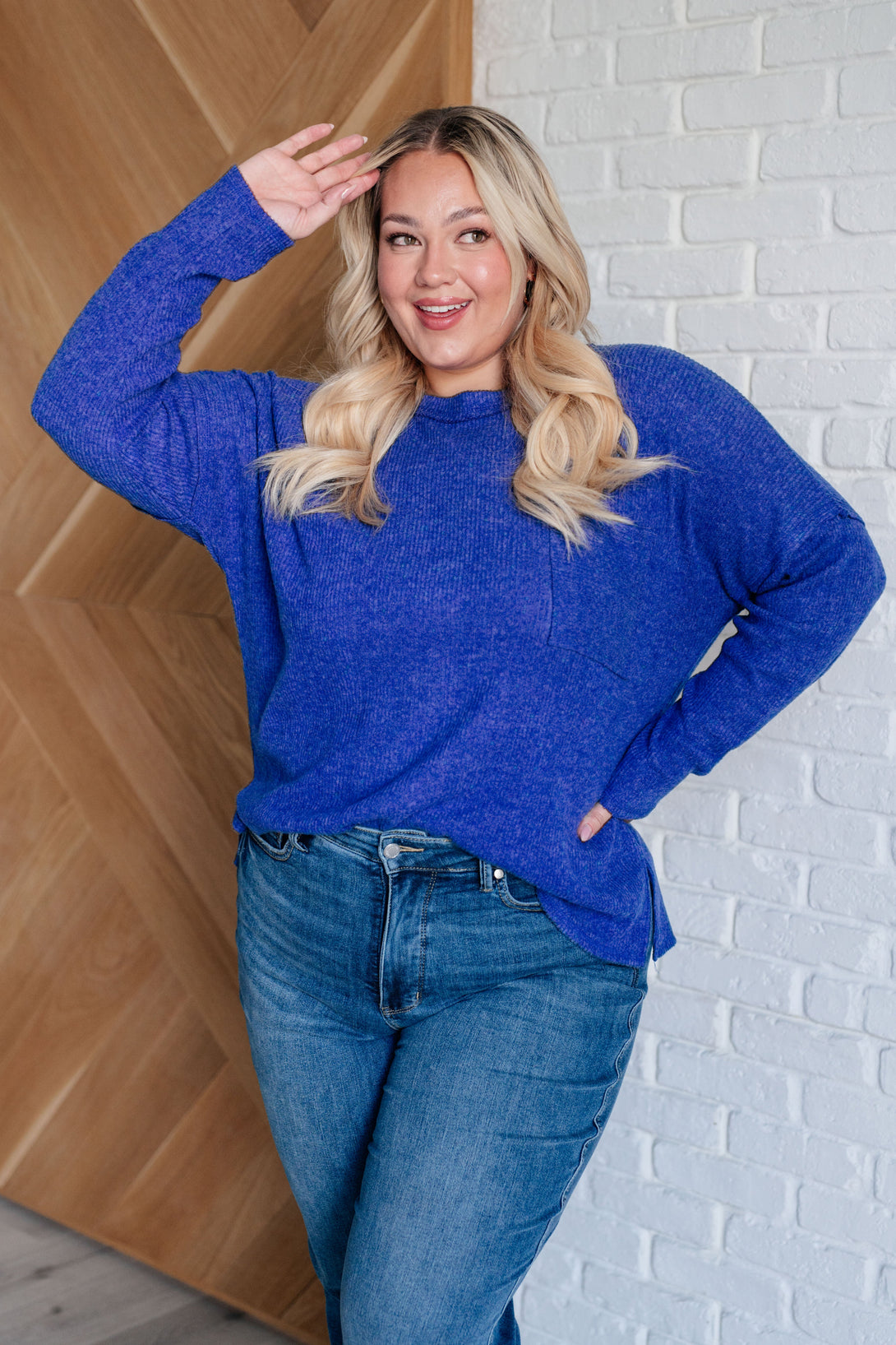 Casual Tuesday Ribbed Knit Sweater in Bright Blue - Lavish Fix