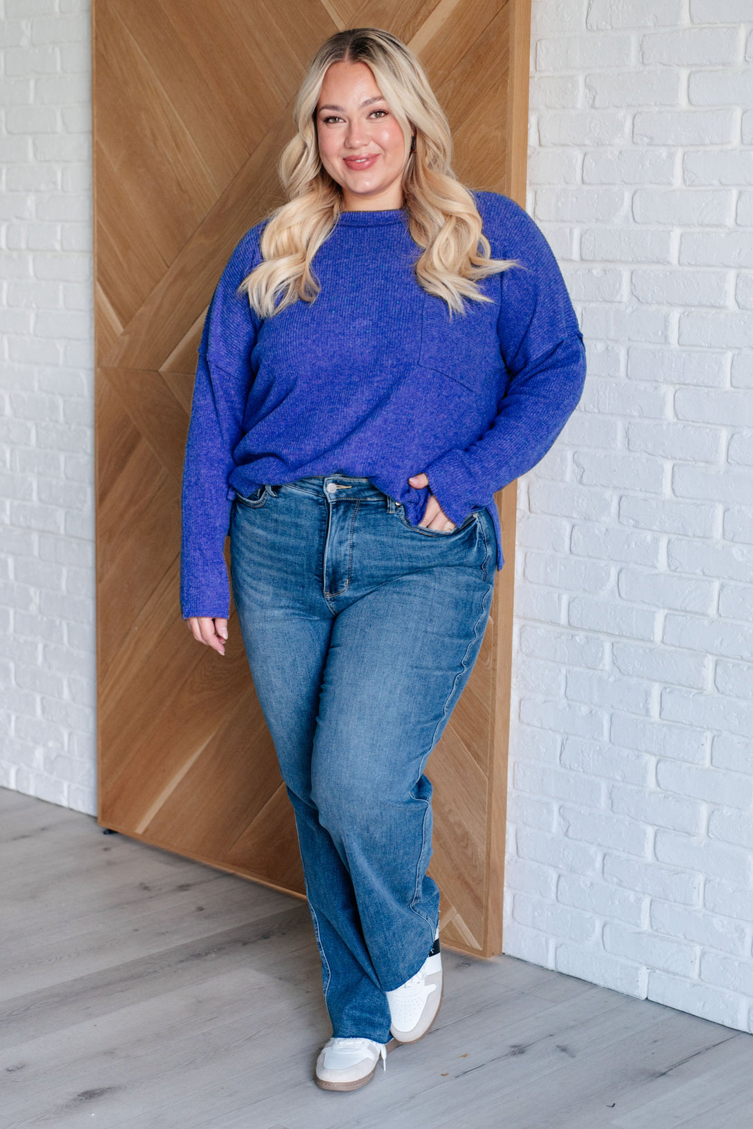 Casual Tuesday Ribbed Knit Sweater in Bright Blue - Lavish Fix