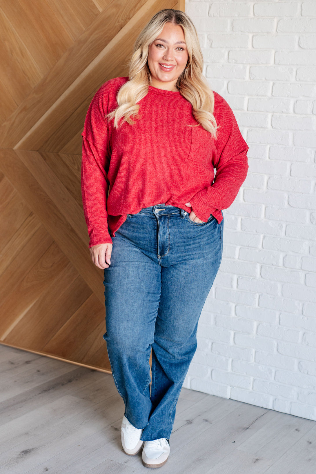 Casual Tuesday Ribbed Knit Sweater in Dark Red - Lavish Fix