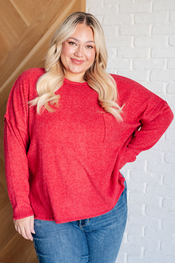 Casual Tuesday Ribbed Knit Sweater in Dark Red - Lavish Fix