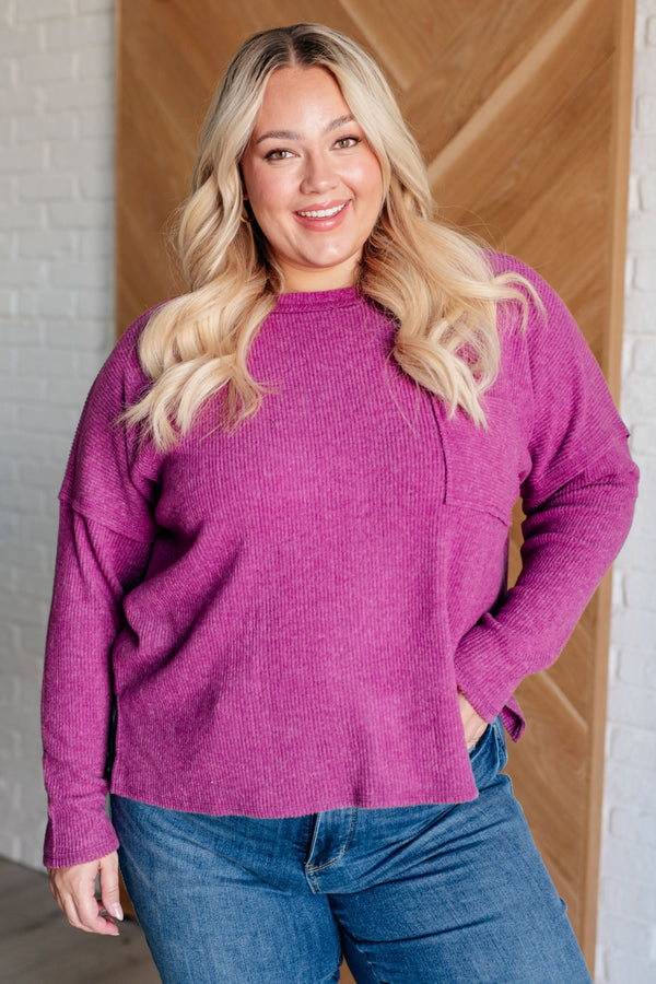 Casual Tuesday Ribbed Knit Sweater in Light Plum - Lavish Fix