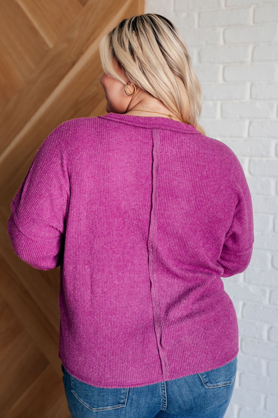 Casual Tuesday Ribbed Knit Sweater in Light Plum - Lavish Fix