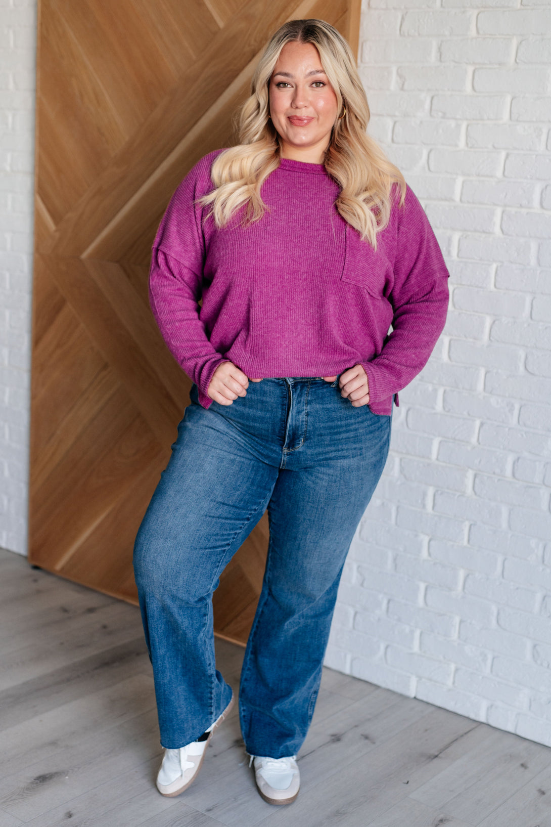 Casual Tuesday Ribbed Knit Sweater in Light Plum - Lavish Fix