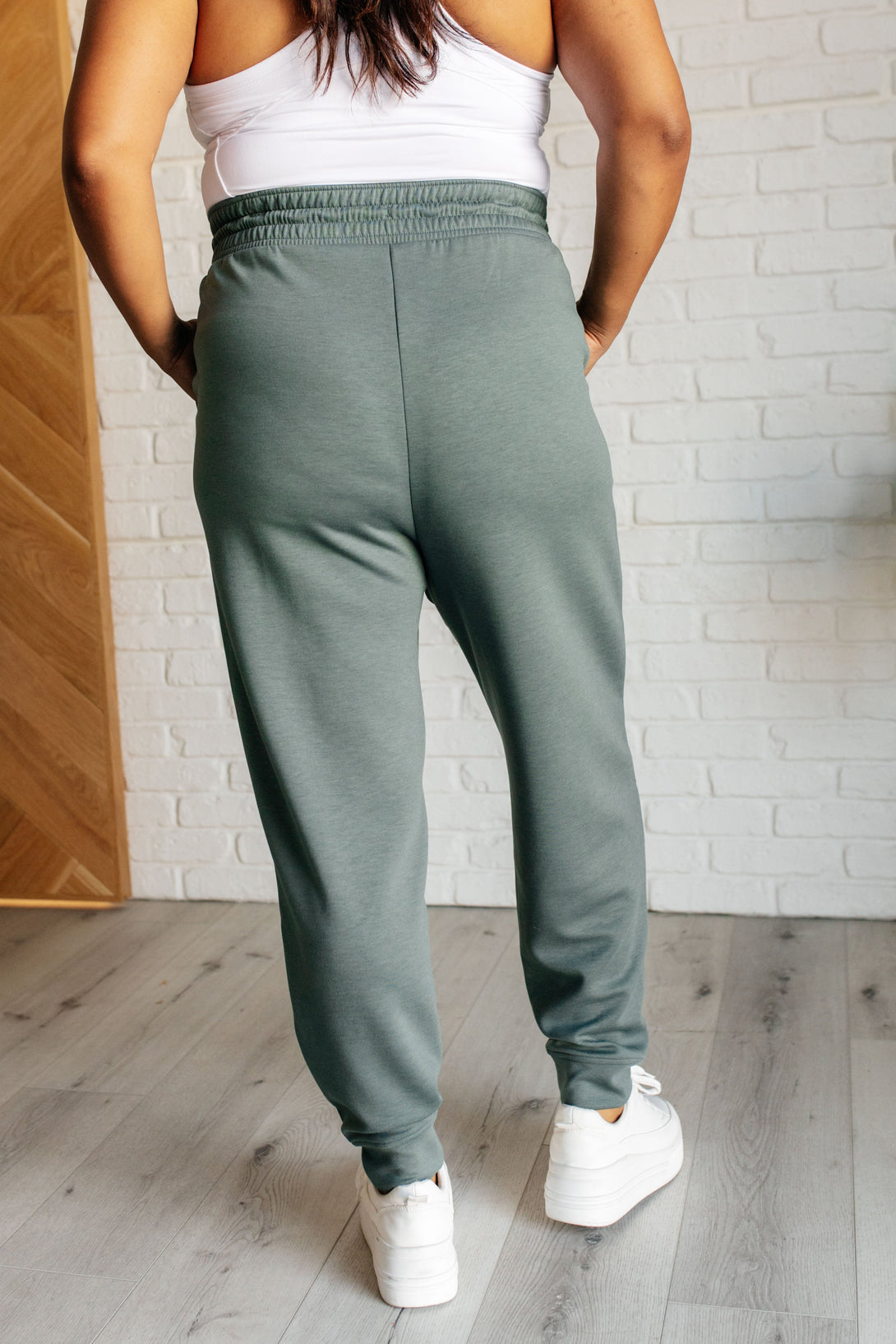 Center Seam Scuba Joggers in Ash Jade - Lavish Fix