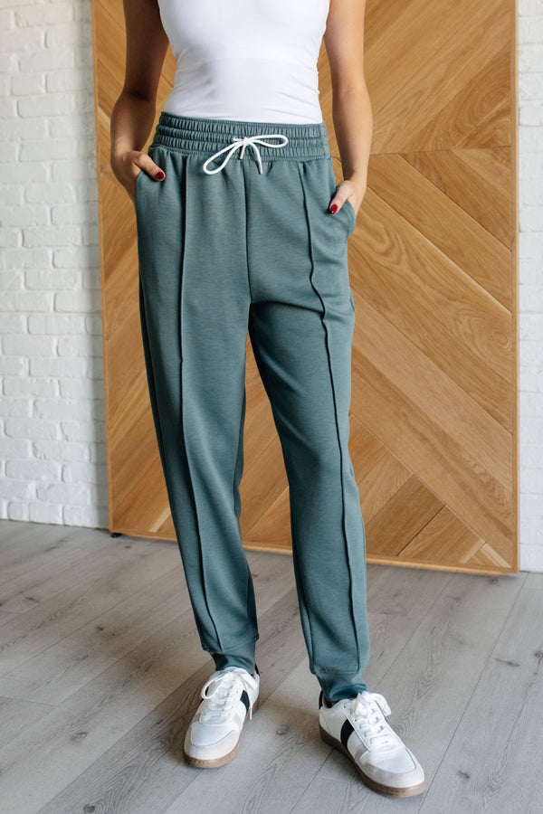 Center Seam Scuba Joggers in Ash Jade - Lavish Fix