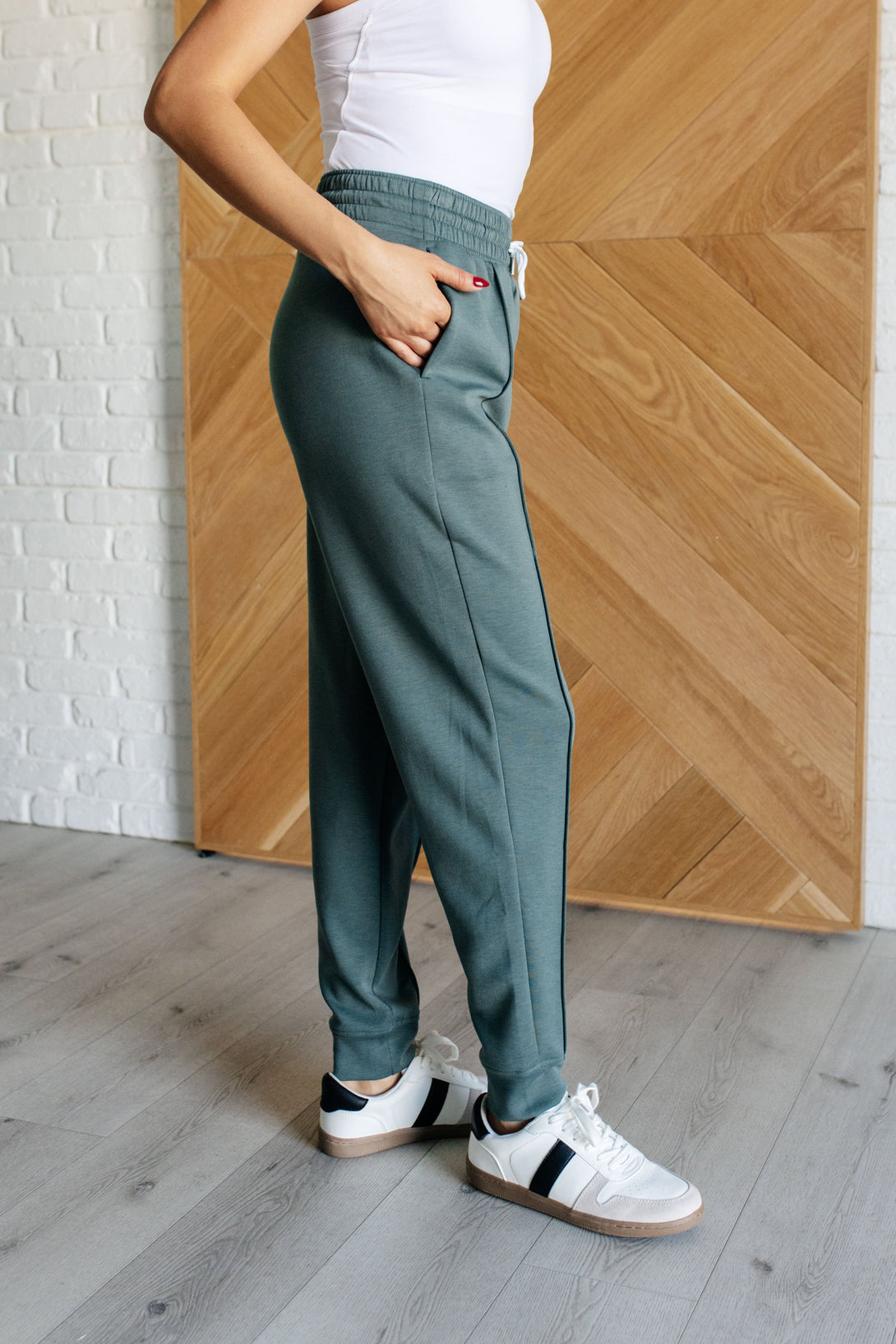 Center Seam Scuba Joggers in Ash Jade - Lavish Fix