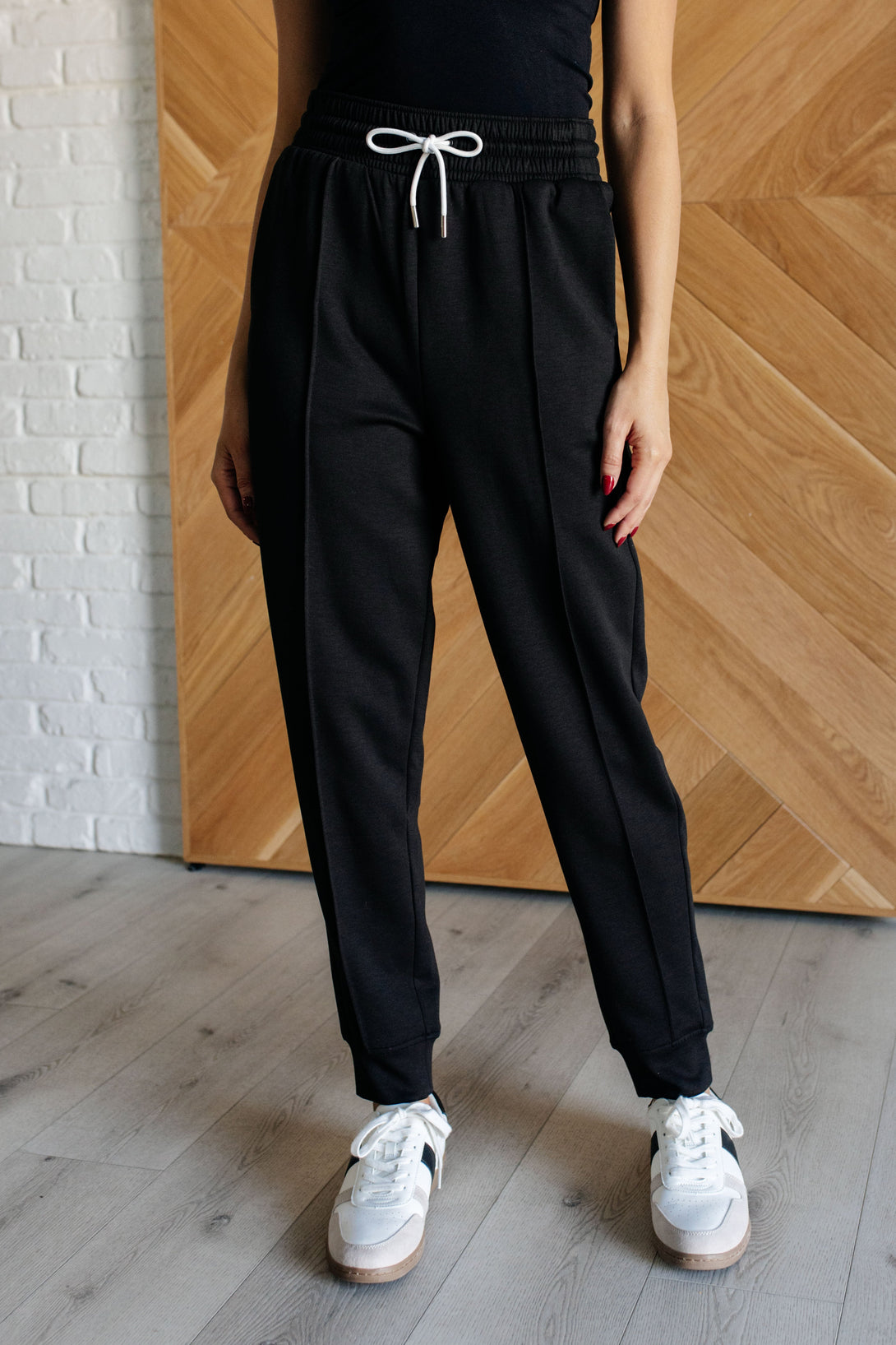 Center Seam Scuba Joggers in Black - Lavish Fix