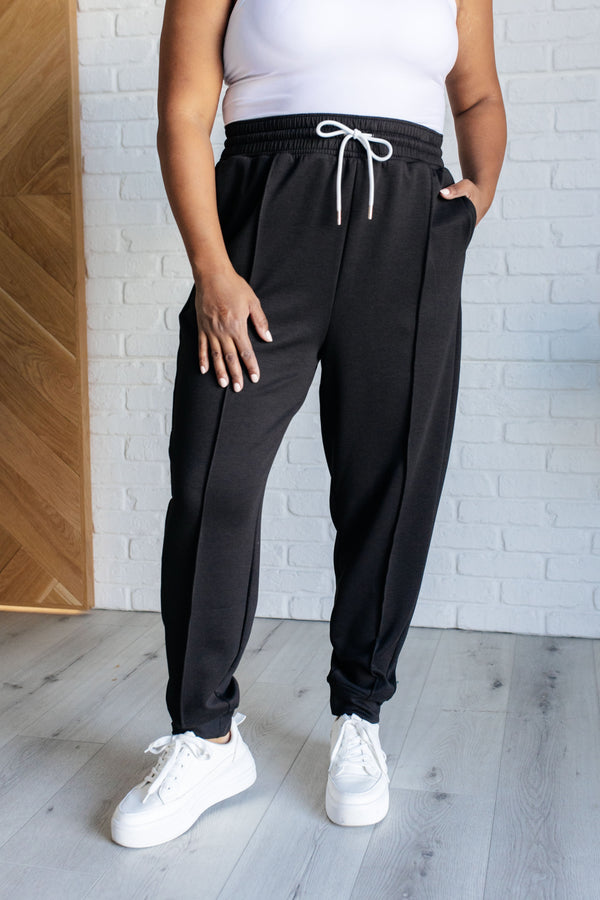 Center Seam Scuba Joggers in Black - Lavish Fix