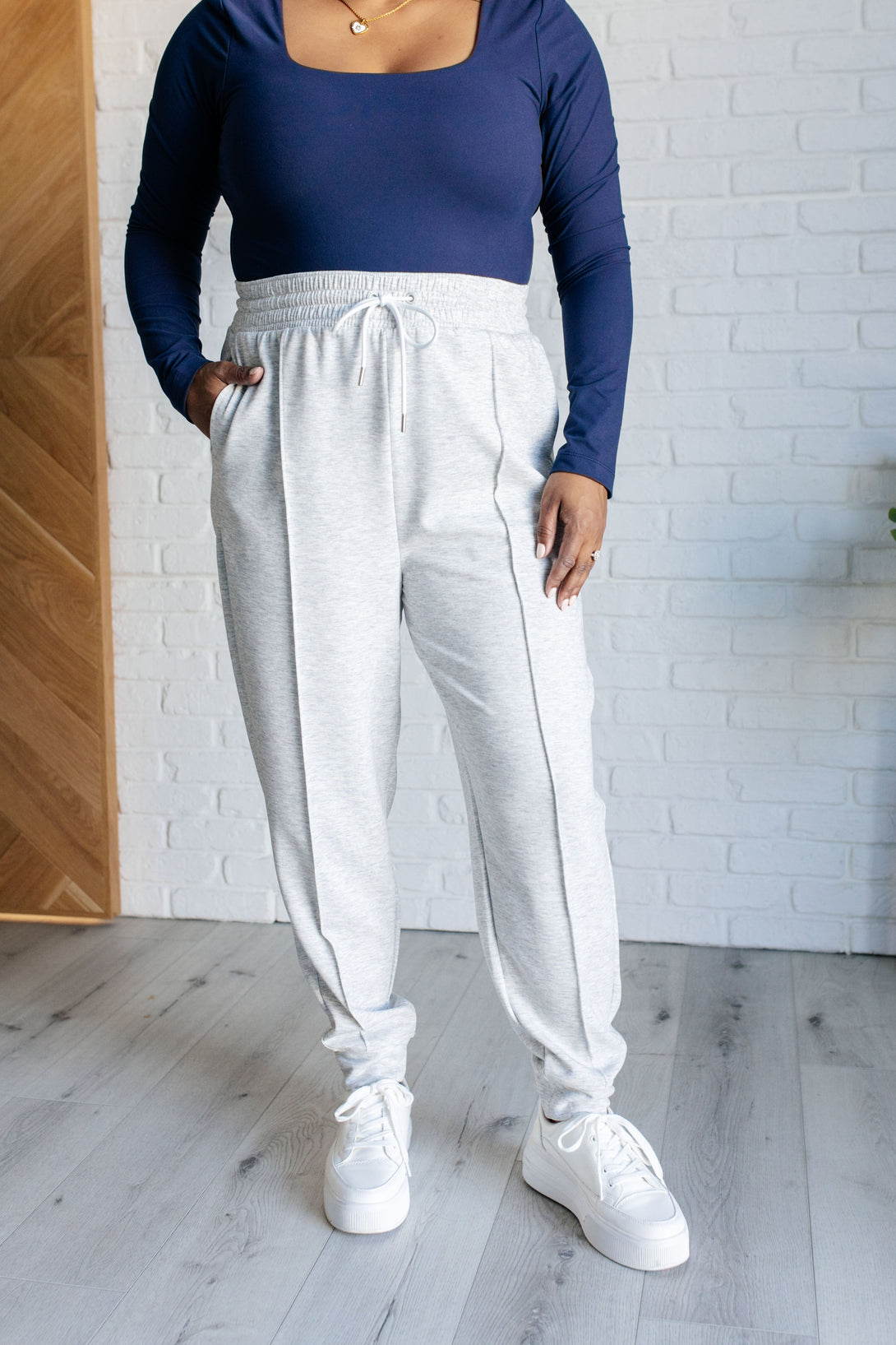 Center Seam Scuba Joggers in Heather Grey - Lavish Fix