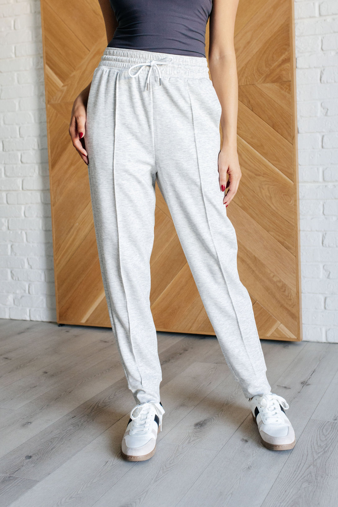 Center Seam Scuba Joggers in Heather Grey - Lavish Fix