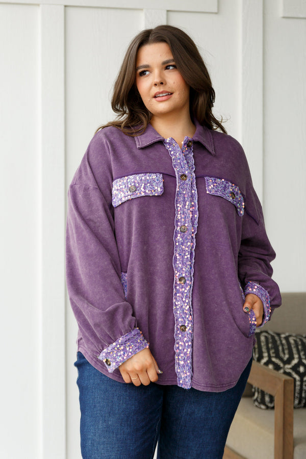 Chaos of Sequins Shacket in Purple - Lavish Fix