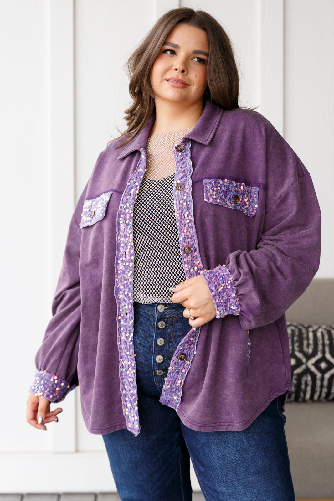 Chaos of Sequins Shacket in Purple - Lavish Fix