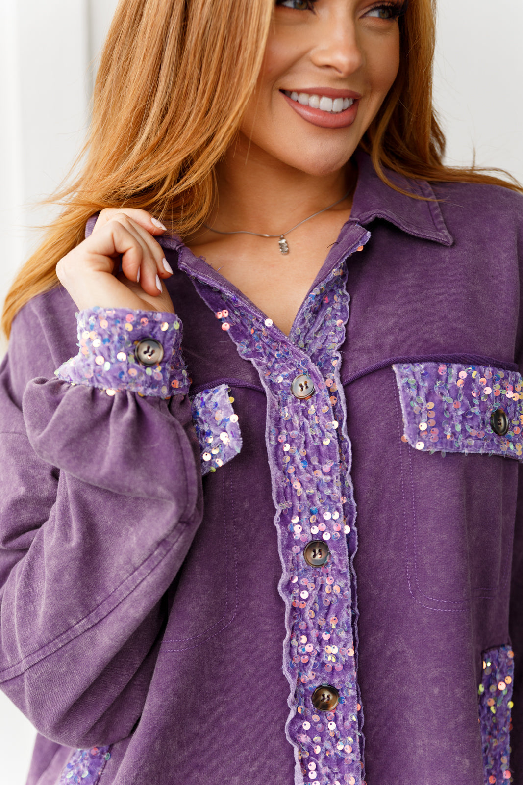 Chaos of Sequins Shacket in Purple - Lavish Fix